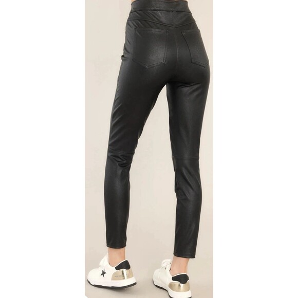 SPANX Leather Like Ankle Skinny Pant Luxe Black Size Large Petite NWT - Picture 7 of 8